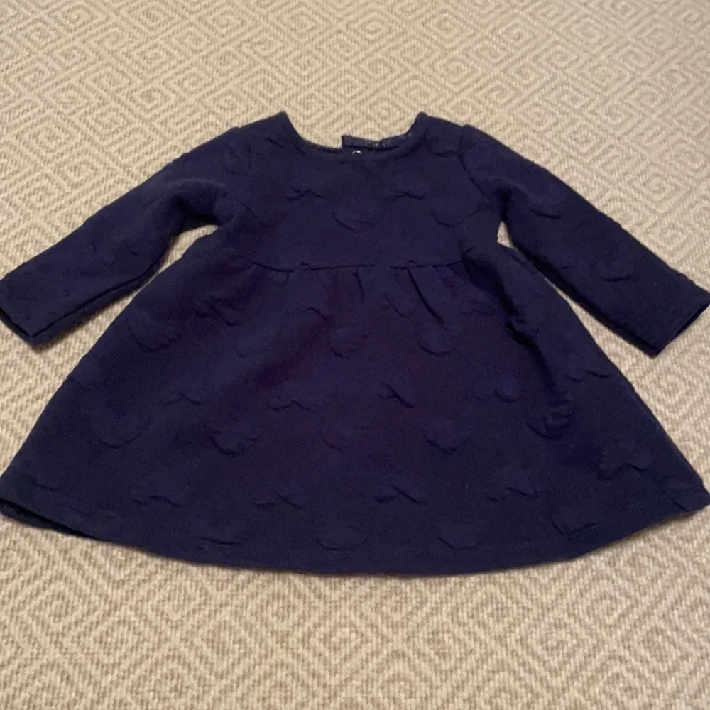 Carter's Navy Blue Long Sleeve Heart Dress 6M